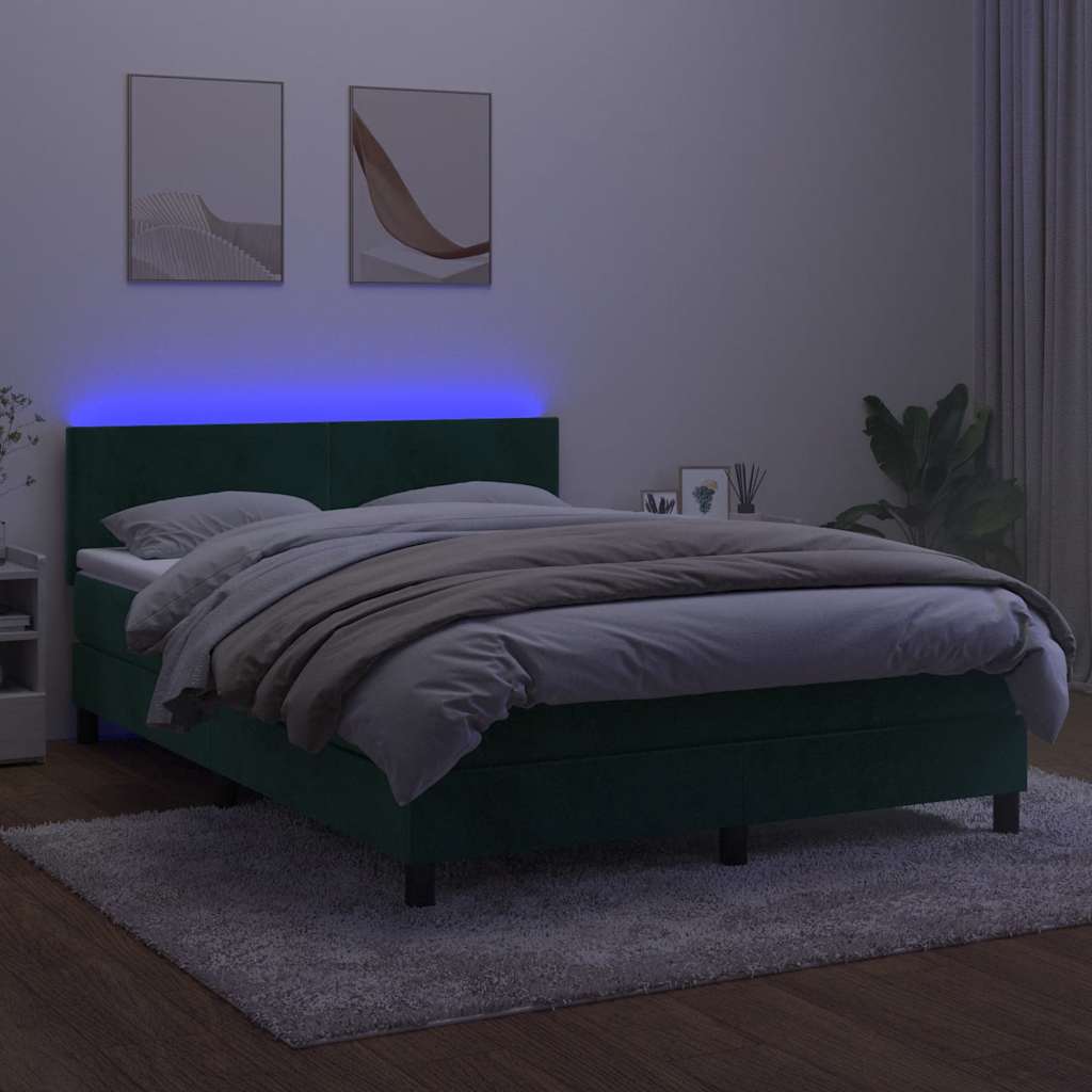 Sommier à lattes de lit avec matelas LED Vert foncé 140x200 cm - XIOS