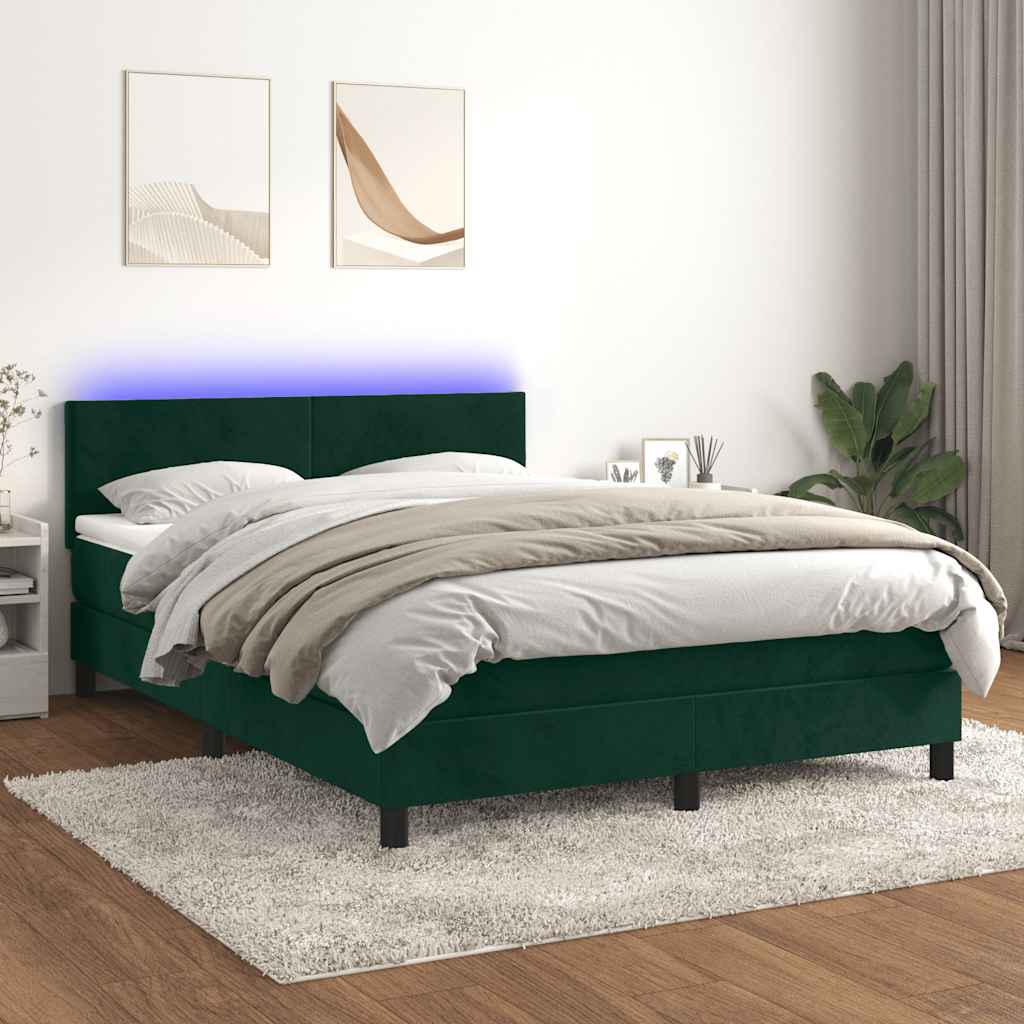 Sommier à lattes de lit avec matelas LED Vert foncé 140x200 cm - XIOS