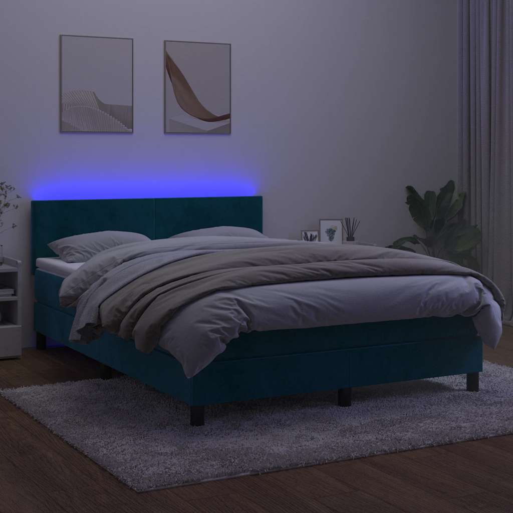 Sommier à lattes de lit avec matelas LED Bleu foncé 140x200 cm - XIOS