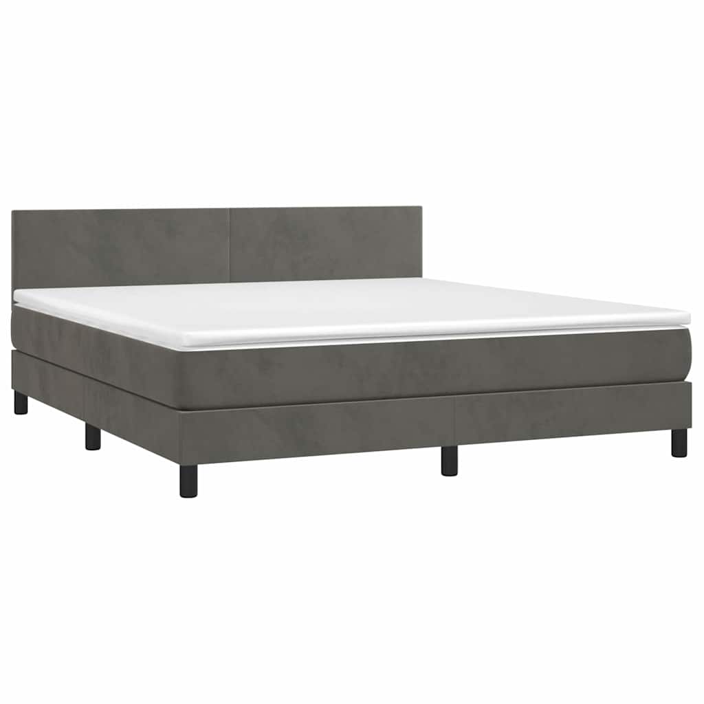 Sommier à lattes de lit avec matelas LED Gris foncé 160x200 cm