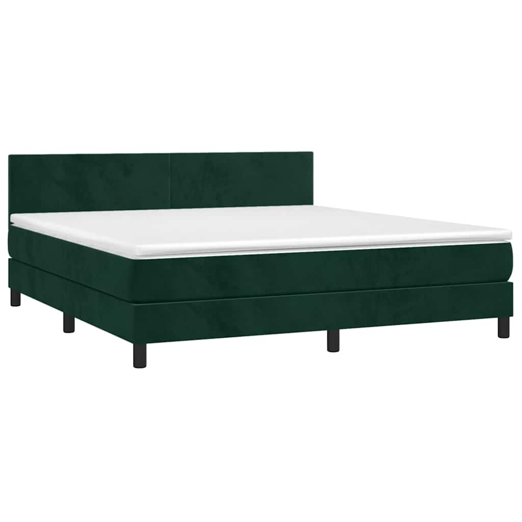 Sommier à lattes de lit avec matelas LED Vert foncé 160x200 cm