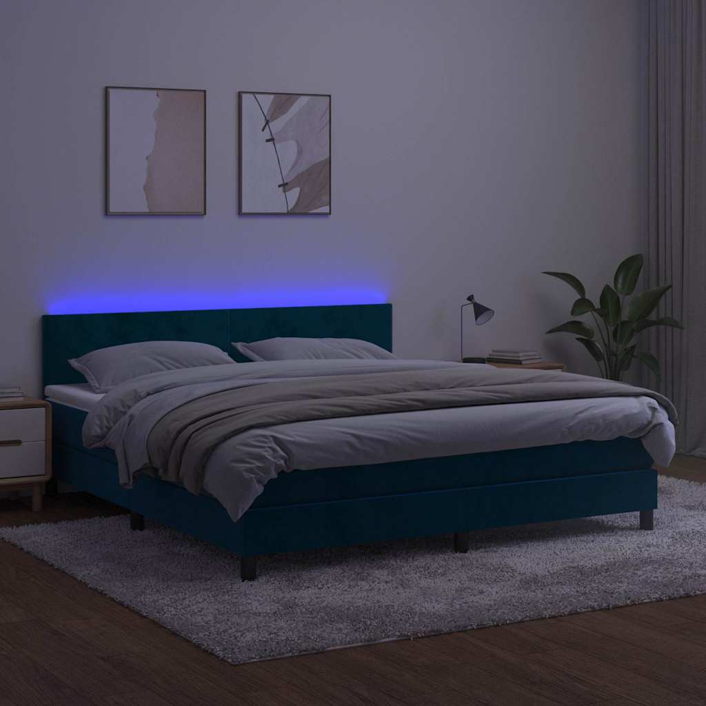 Sommier à lattes de lit avec matelas LED Bleu foncé 160x200 cm - XIOS