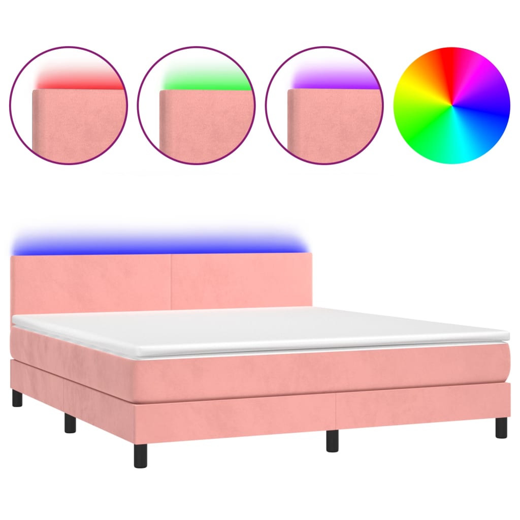 Sommier à lattes de lit avec matelas LED Rose 160x200cm Velours - XIOS