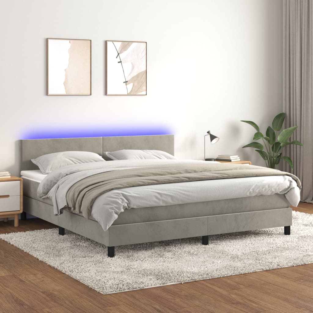 Sommier à lattes de lit avec matelas LED Gris clair 180x200 cm - XIOS