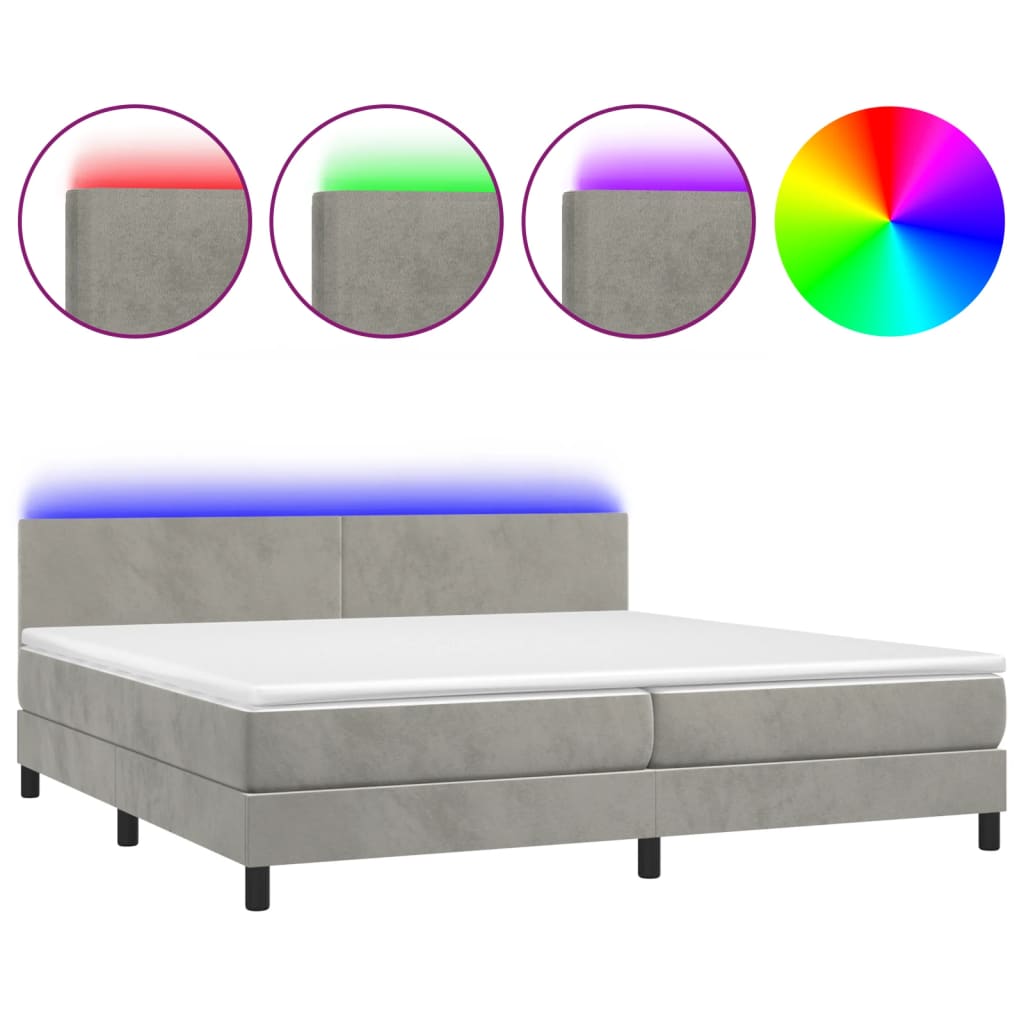 Sommier à lattes de lit avec matelas LED Gris clair 200x200 cm - XIOS