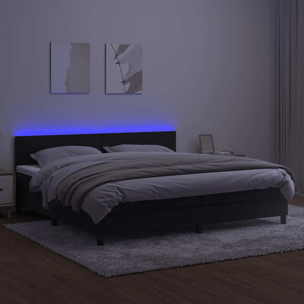 Sommier à lattes de lit avec matelas LED Noir 200x200cm Velours - XIOS