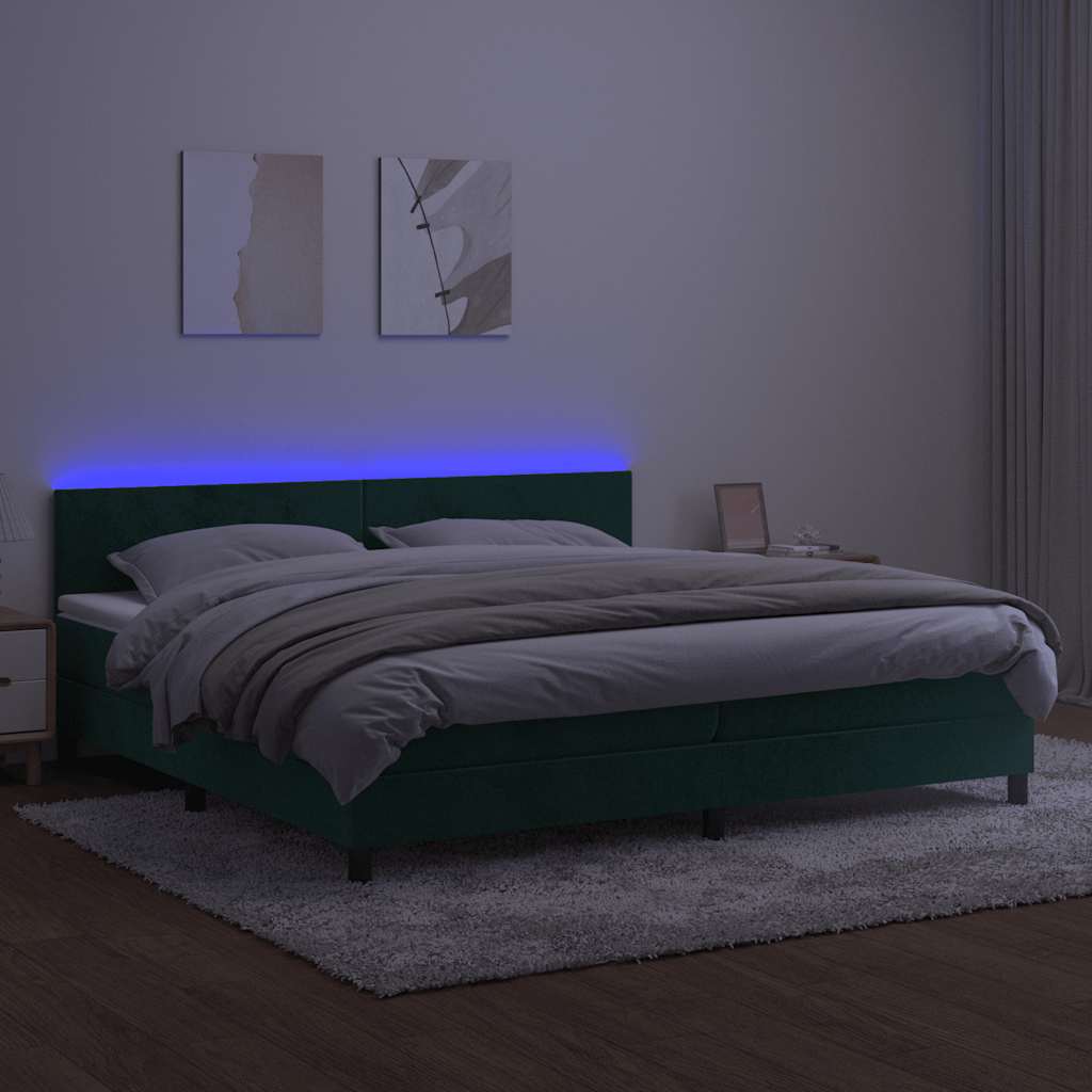 Sommier à lattes de lit avec matelas LED Vert foncé 200x200 cm - XIOS