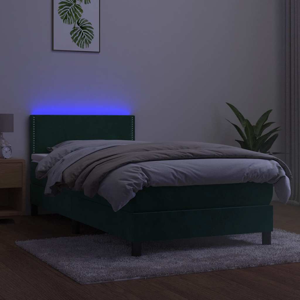 Sommier à lattes de lit avec matelas et LED Vert foncé 80x200cm - XIOS