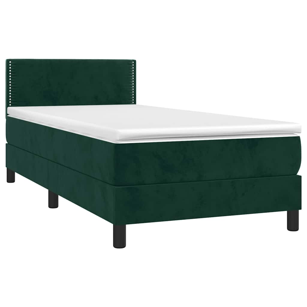 Sommier à lattes de lit avec matelas et LED Vert foncé 80x200cm - XIOS
