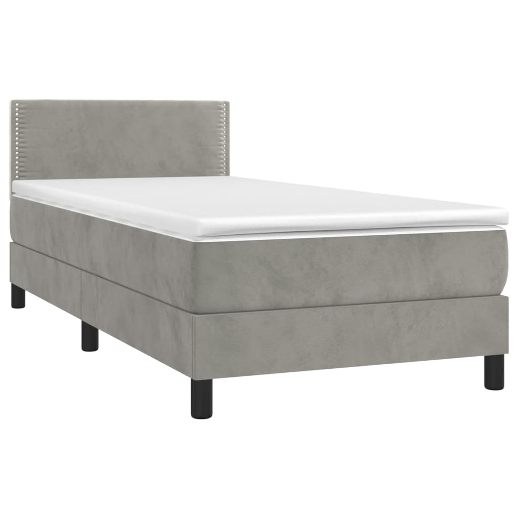 Sommier à lattes de lit avec matelas et LED Gris clair 90x200cm - XIOS