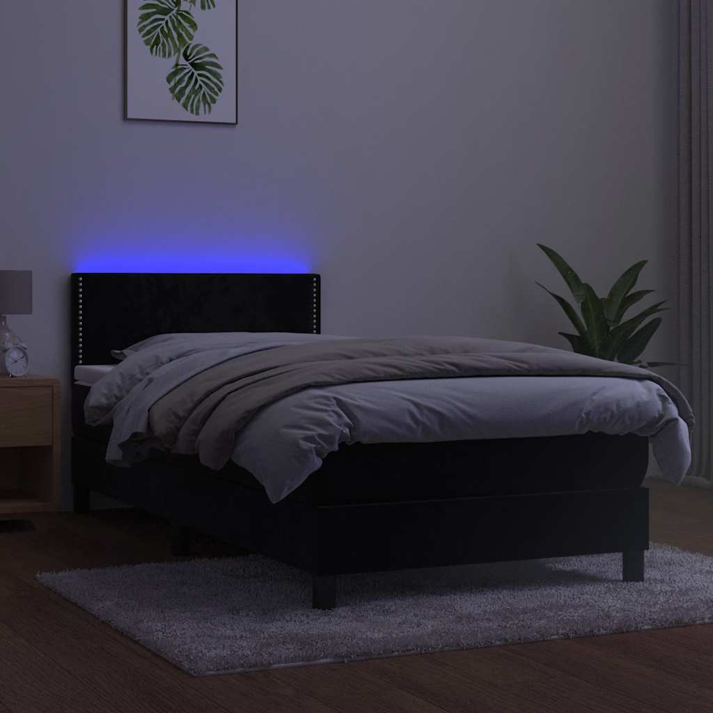 Sommier à lattes de lit avec matelas LED Noir 100x200cm Velours - XIOS