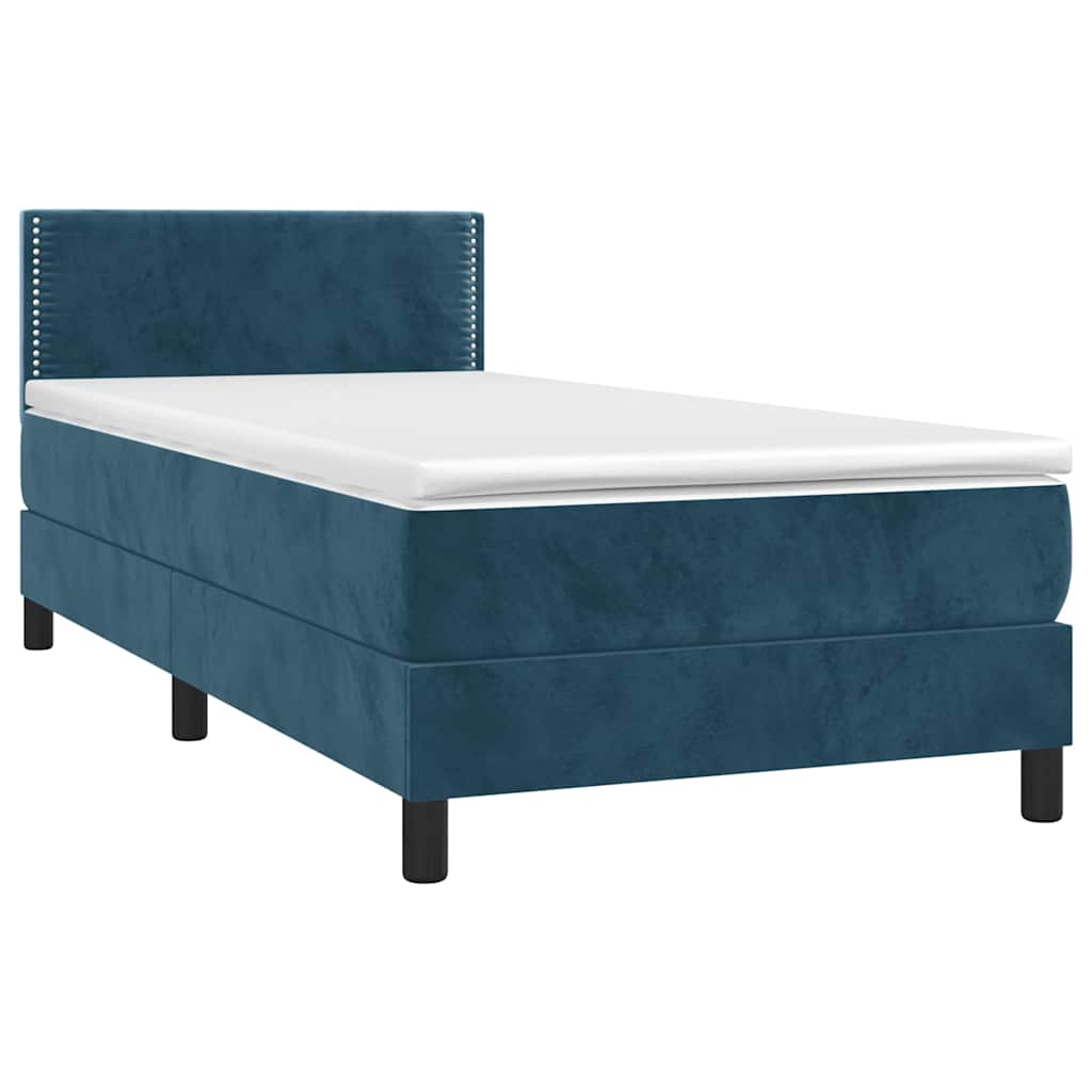 Sommier à lattes de lit avec matelas LED Bleu foncé 100x200 cm