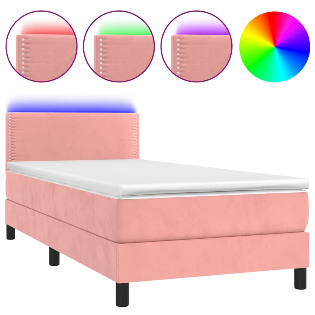 Sommier à lattes de lit avec matelas LED Rose 100x200cm Velours - XIOS