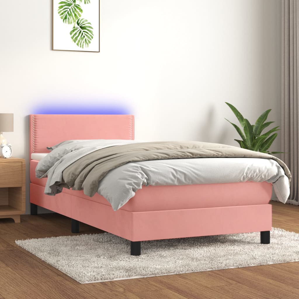 Sommier à lattes de lit avec matelas LED Rose 100x200cm Velours - XIOS