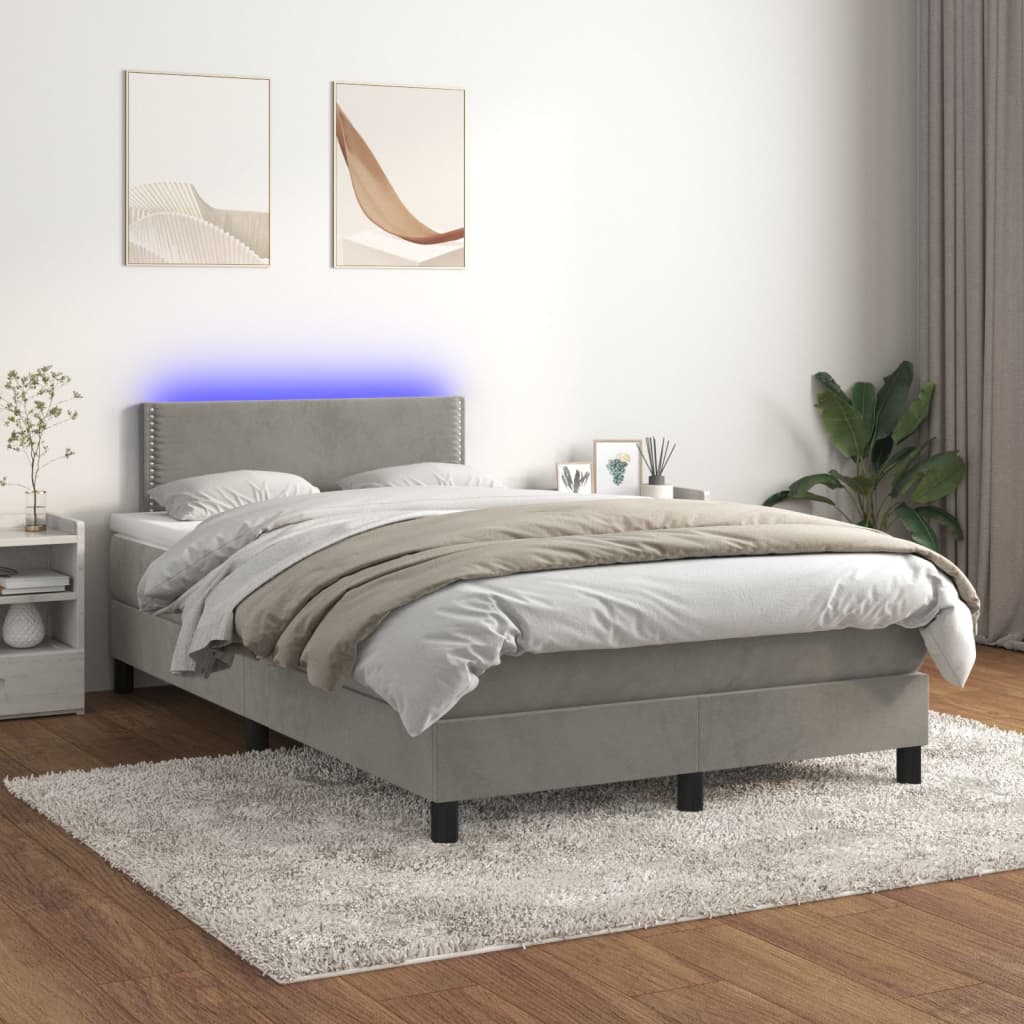 Sommier à lattes de lit avec matelas LED Gris clair 120x200 cm - XIOS