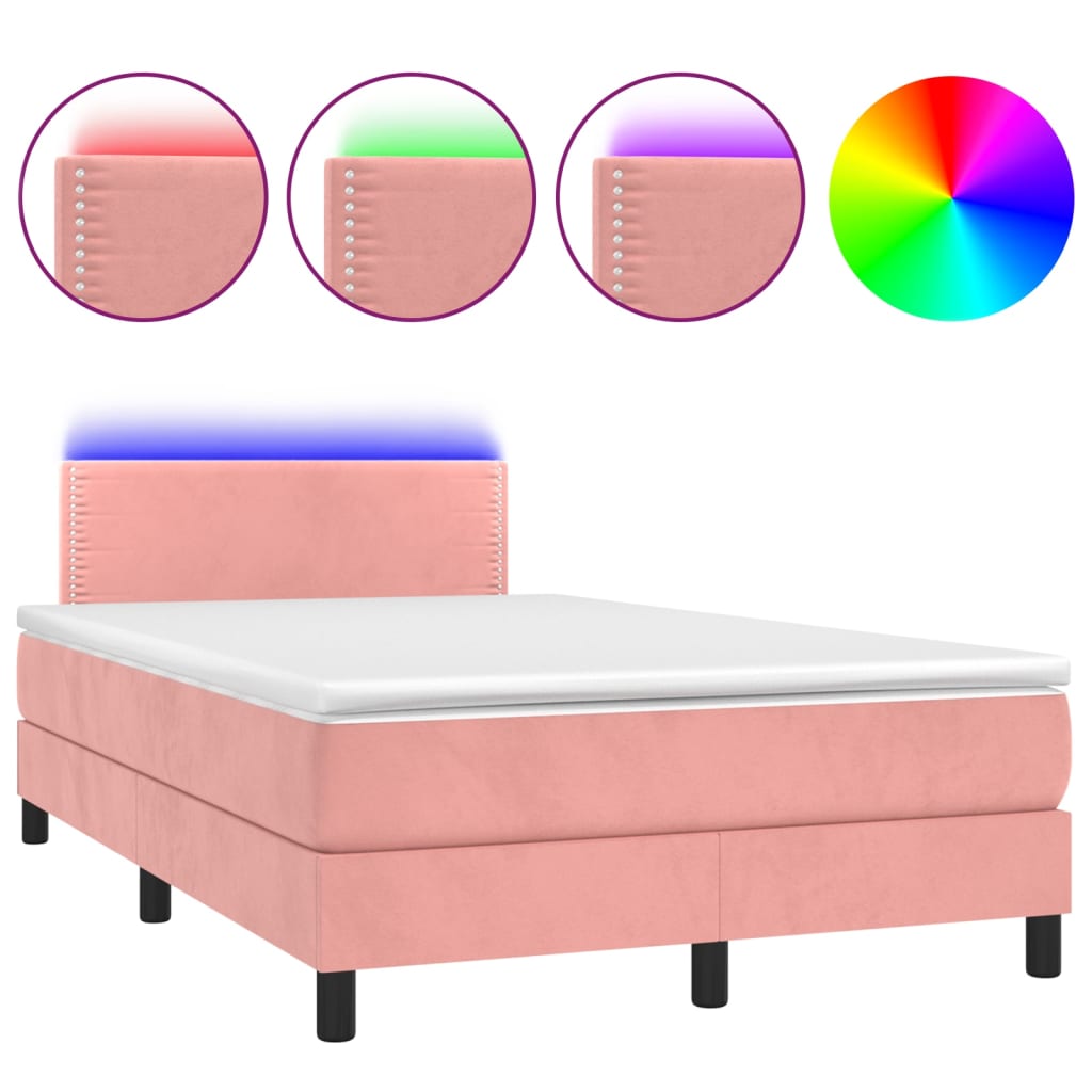 Sommier à lattes de lit avec matelas LED Rose 120x200cm Velours - XIOS
