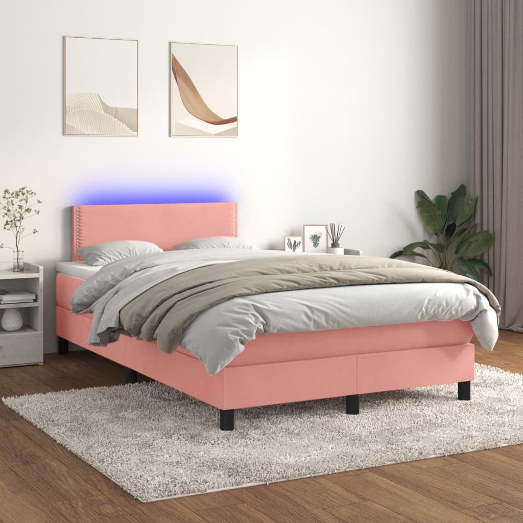 Sommier à lattes de lit avec matelas LED Rose 120x200cm Velours - XIOS