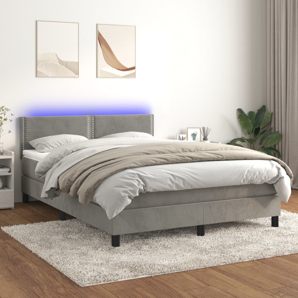 Sommier à lattes de lit avec matelas LED Gris clair 140x190 cm - XIOS