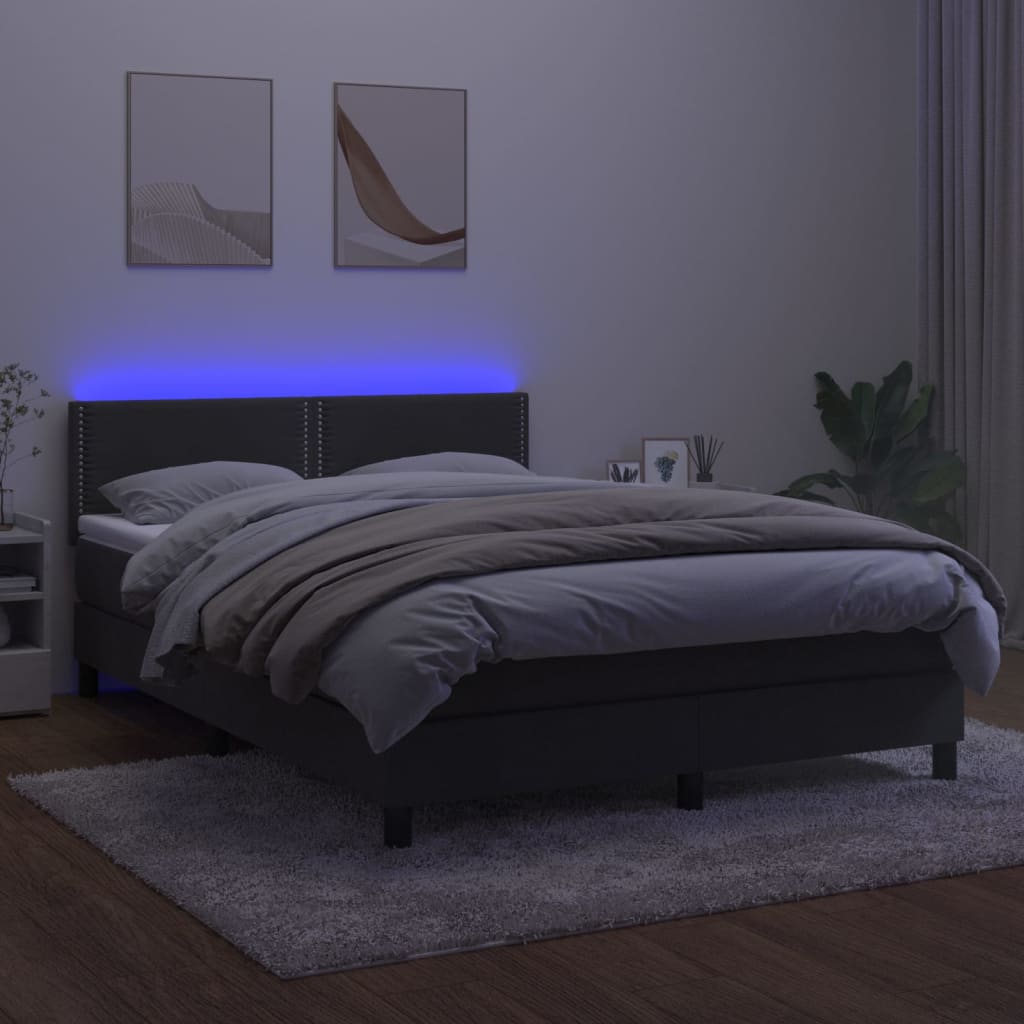 Sommier à lattes de lit avec matelas LED Gris foncé 140x200 cm - XIOS
