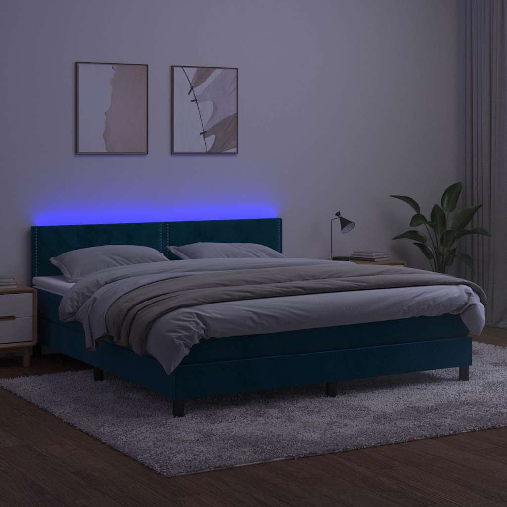 Sommier à lattes de lit avec matelas LED Bleu foncé 160x200 cm - XIOS