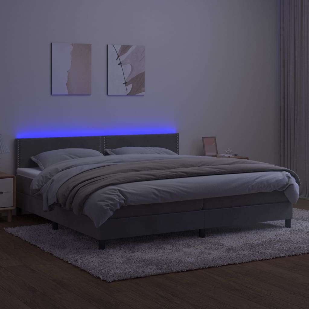 Sommier à lattes de lit avec matelas LED Gris clair 200x200 cm - XIOS