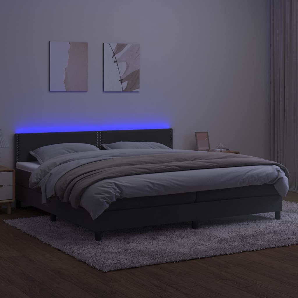 Sommier à lattes de lit avec matelas LED Gris foncé 200x200 cm - XIOS