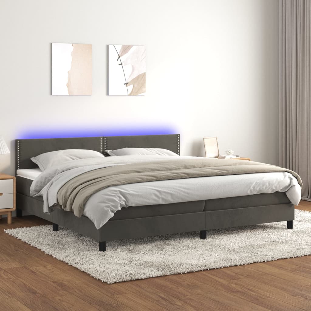 Sommier à lattes de lit avec matelas LED Gris foncé 200x200 cm - XIOS