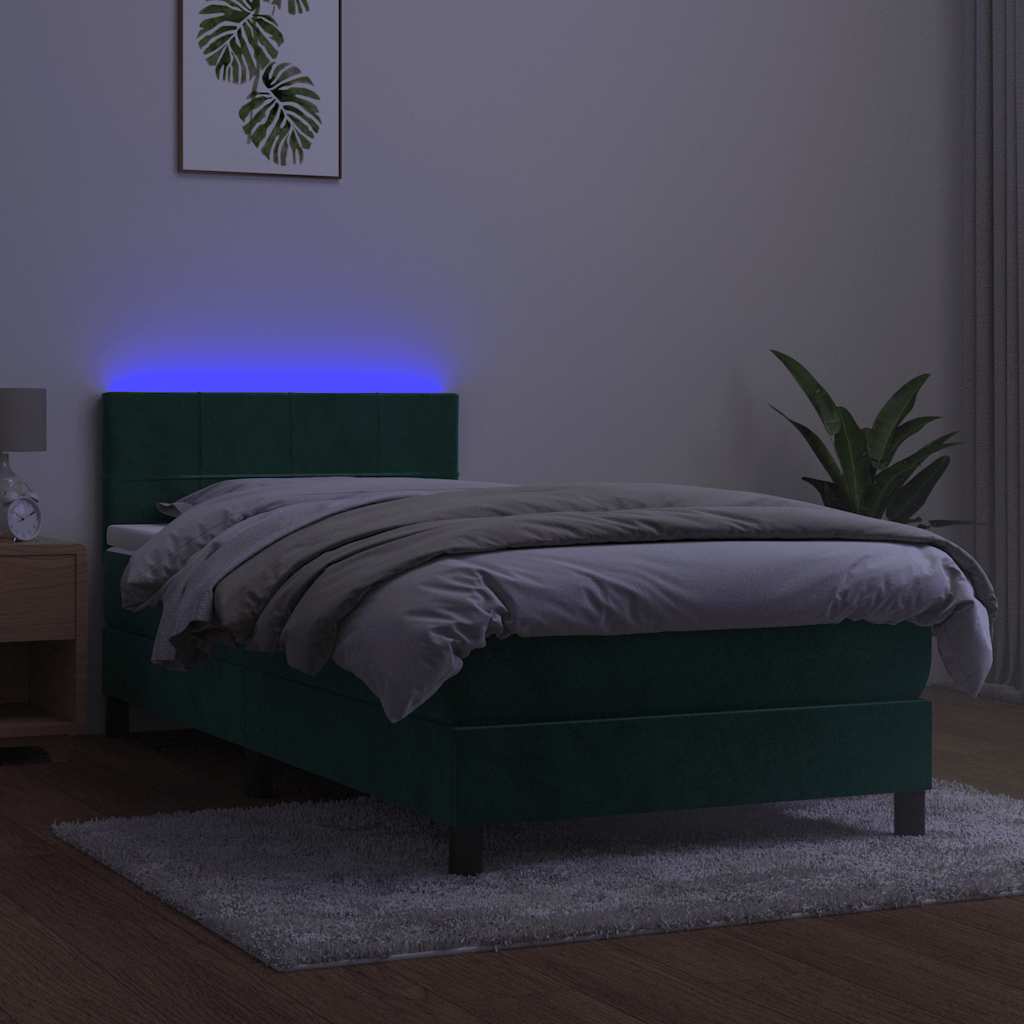 Sommier à lattes de lit et matelas et LED Vert foncé 80x200 cm - XIOS