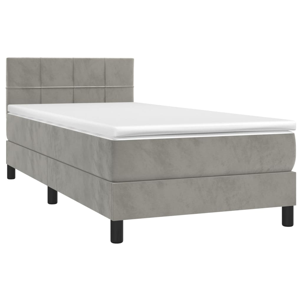Sommier à lattes de lit et matelas et LED Gris clair 90x190 cm - XIOS