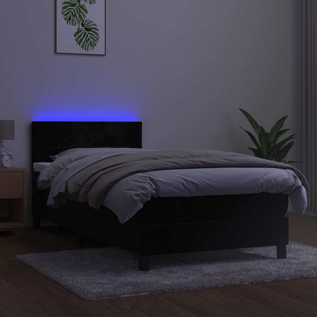 Sommier à lattes de lit avec matelas et LED Noir 90x190 cm - XIOS