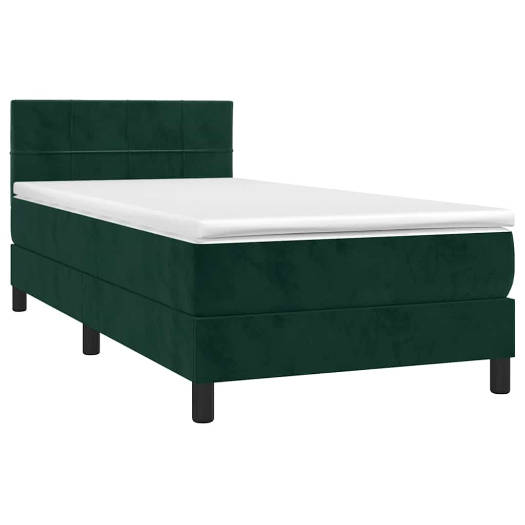 Sommier à lattes de lit et matelas et LED Vert foncé 90x190 cm - XIOS