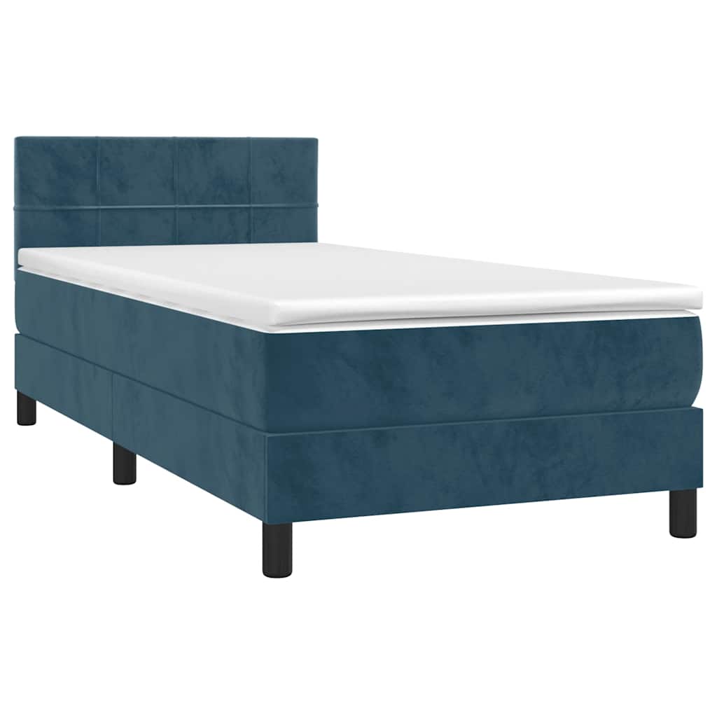 Sommier à lattes de lit et matelas et LED Bleu foncé 90x190 cm - XIOS