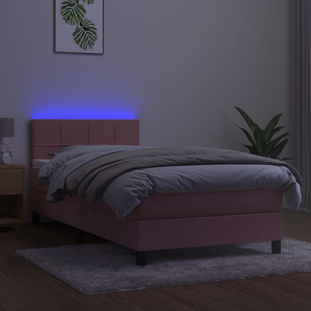 Sommier à lattes de lit avec matelas et LED Rose 90x190 cm - XIOS
