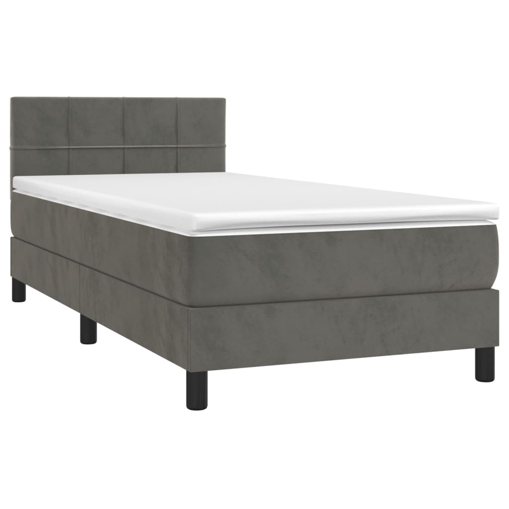 Sommier à lattes de lit et matelas et LED Gris foncé 90x200 cm - XIOS