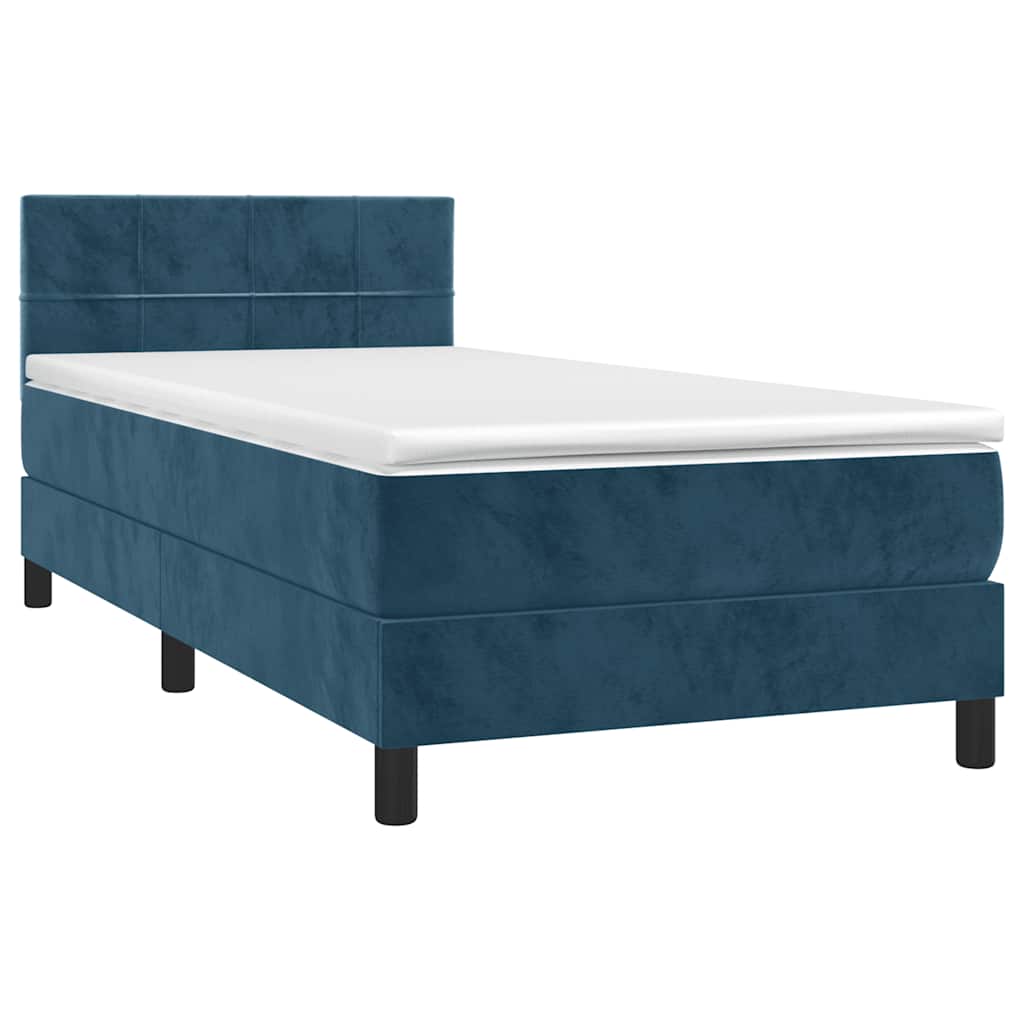 Sommier à lattes de lit et matelas et LED Bleu foncé 90x200 cm - XIOS