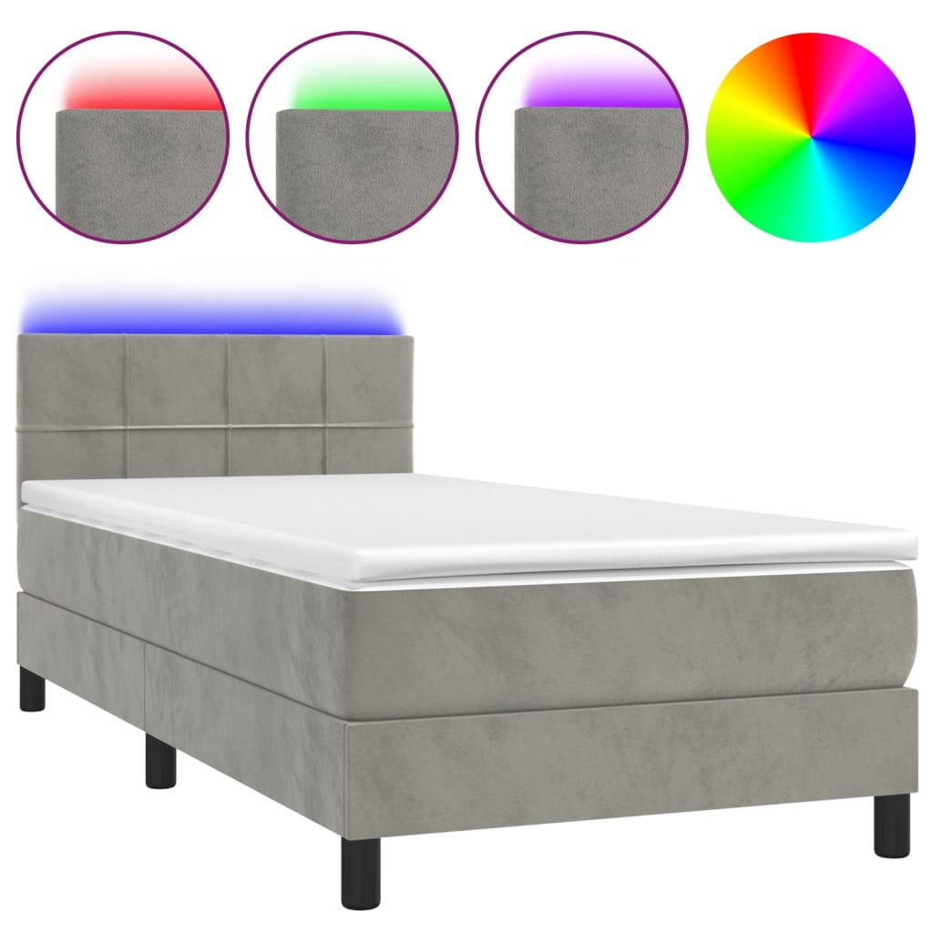 Sommier à lattes de lit avec matelas LED Gris clair 100x200 cm - XIOS