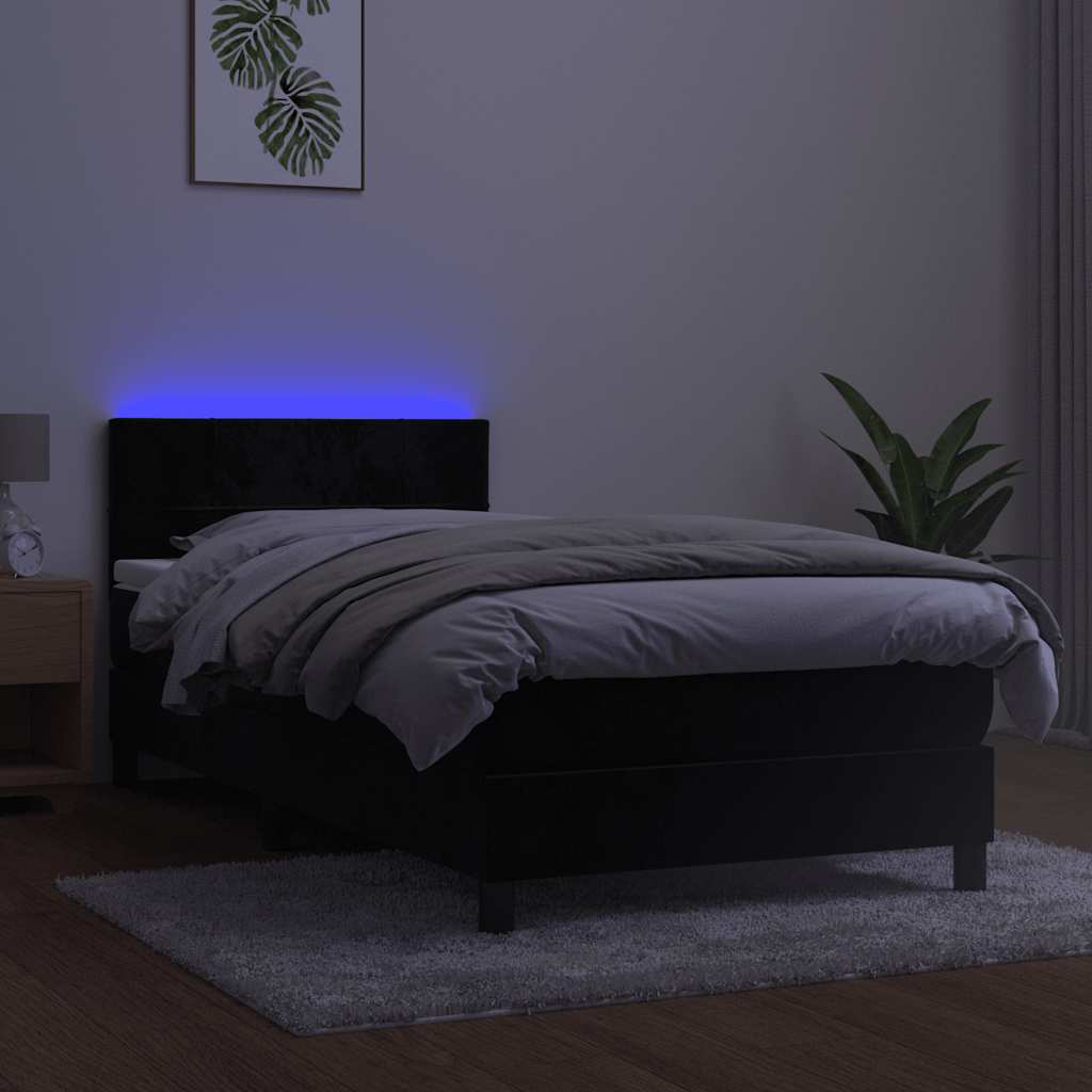 Sommier à lattes de lit avec matelas et LED Noir 100x200 cm - XIOS