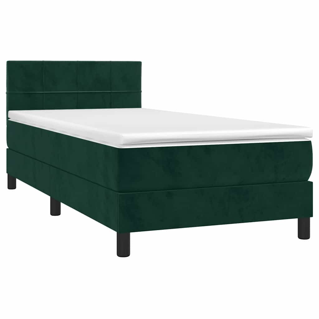 Sommier à lattes de lit avec matelas LED Vert foncé 100x200 cm