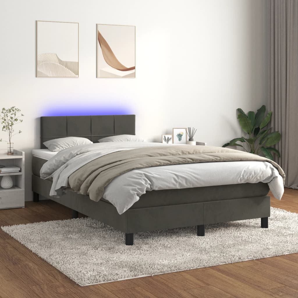 Sommier à lattes de lit avec matelas LED Gris foncé 120x200 cm - XIOS