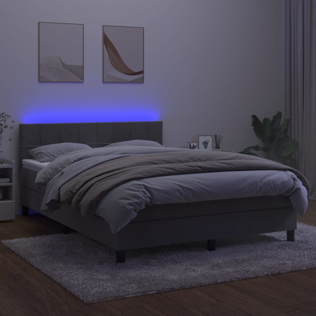 Sommier à lattes de lit avec matelas LED Gris clair 140x190 cm - XIOS