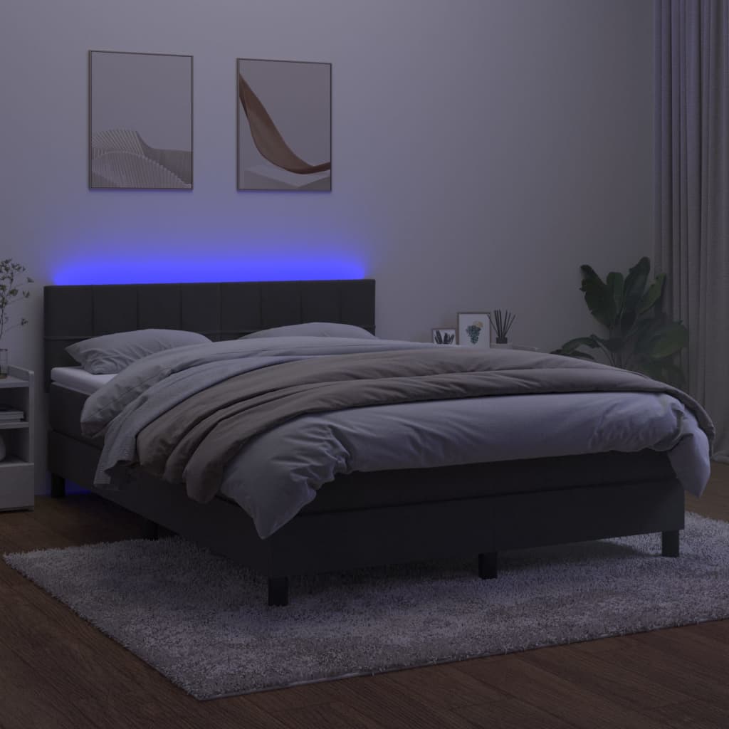Sommier à lattes de lit avec matelas LED Gris foncé 140x190 cm - XIOS