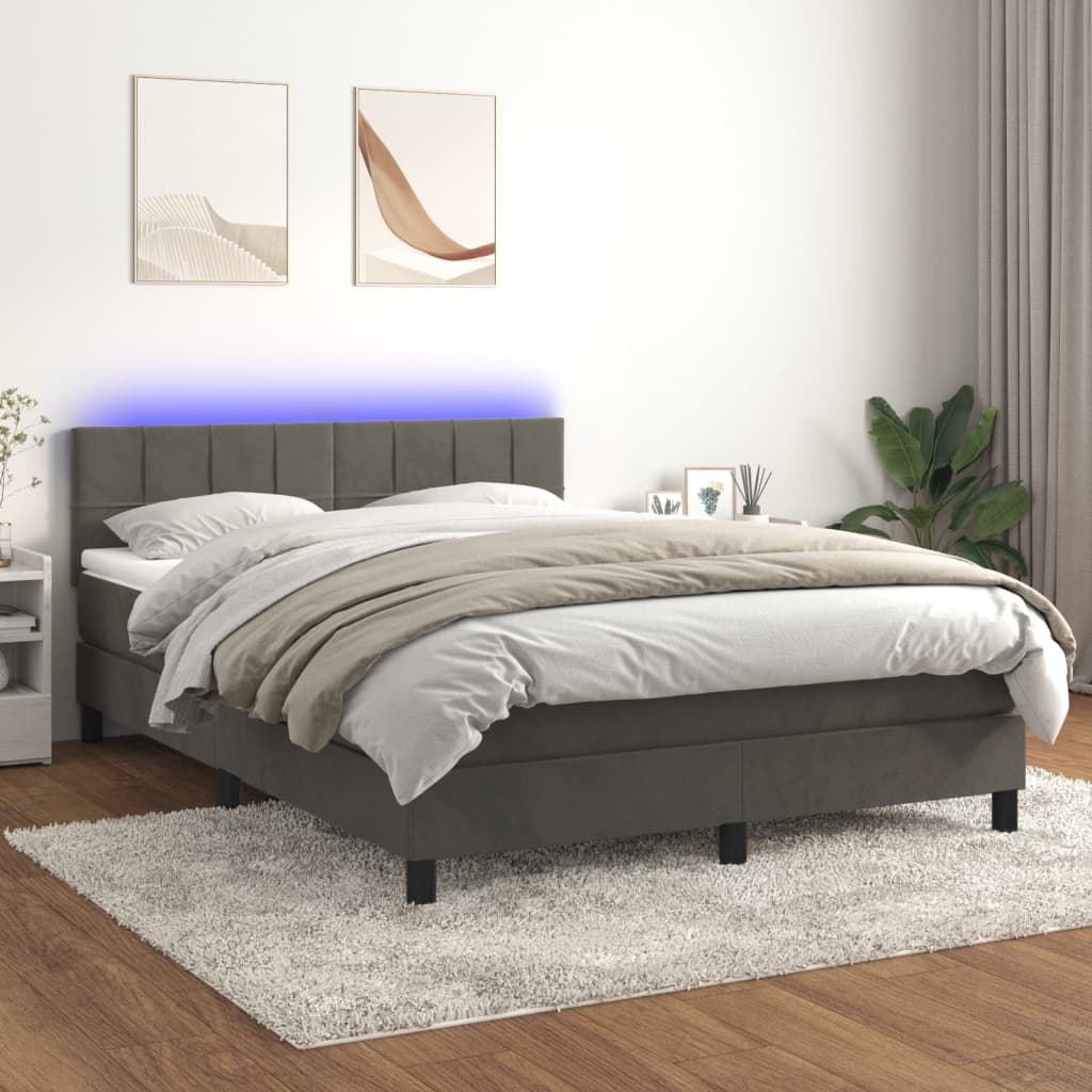 Sommier à lattes de lit avec matelas LED Gris foncé 140x190 cm - XIOS