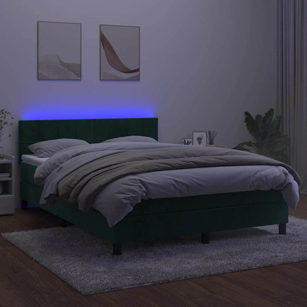 Sommier à lattes de lit avec matelas LED Vert foncé 140x190 cm - XIOS