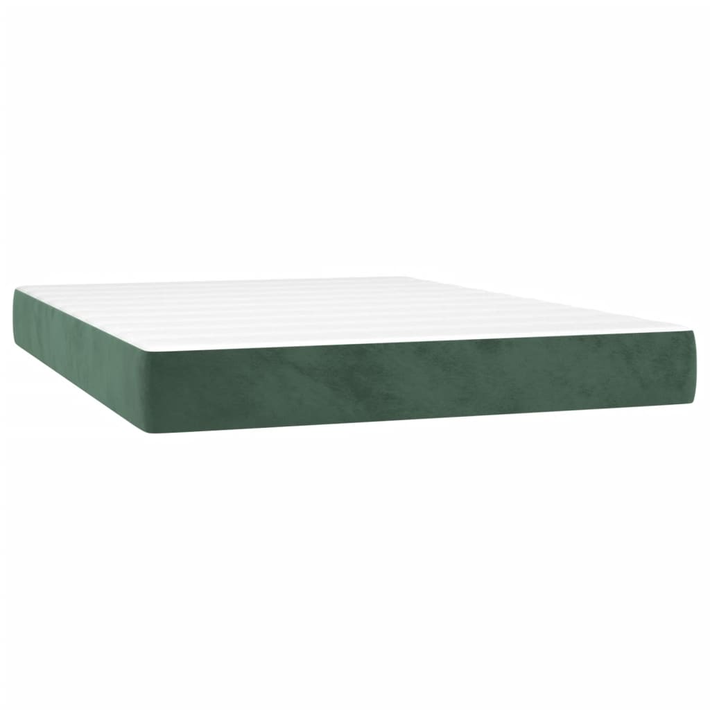 Sommier à lattes de lit avec matelas LED Vert foncé 140x190 cm