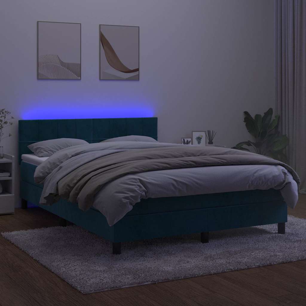 Sommier à lattes de lit avec matelas LED Bleu foncé 140x190 cm - XIOS