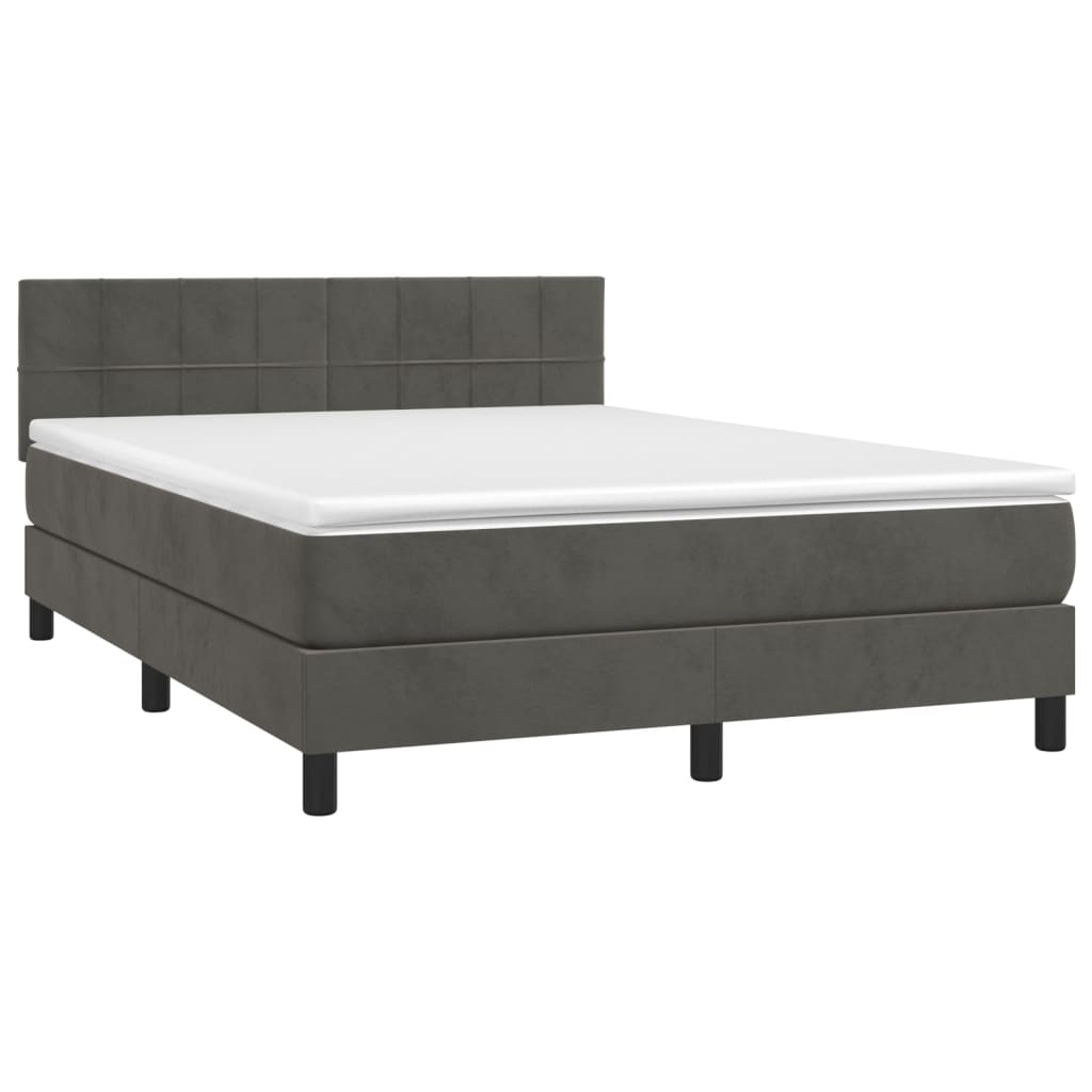 Sommier à lattes de lit avec matelas LED Gris foncé 140x200 cm - XIOS