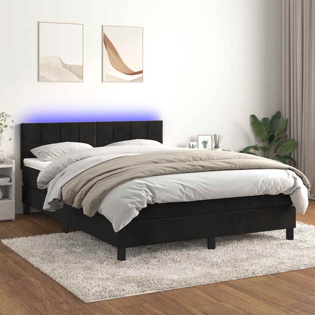Sommier à lattes de lit avec matelas et LED Noir 140x200 cm - XIOS
