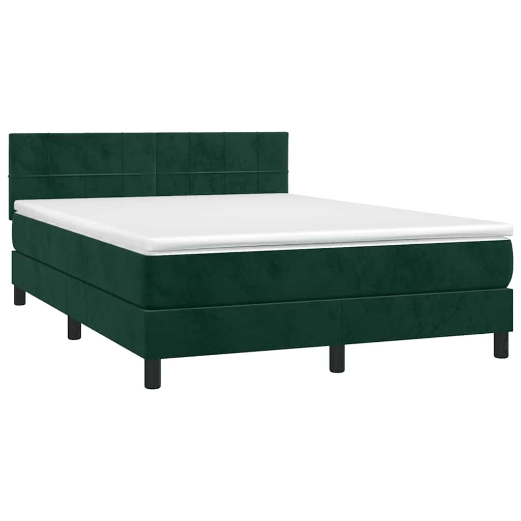 Sommier à lattes de lit avec matelas LED Vert foncé 140x200 cm - XIOS