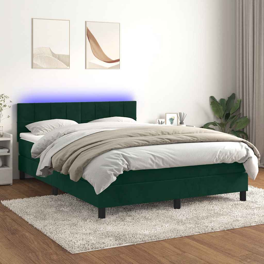 Sommier à lattes de lit avec matelas LED Vert foncé 140x200 cm - XIOS
