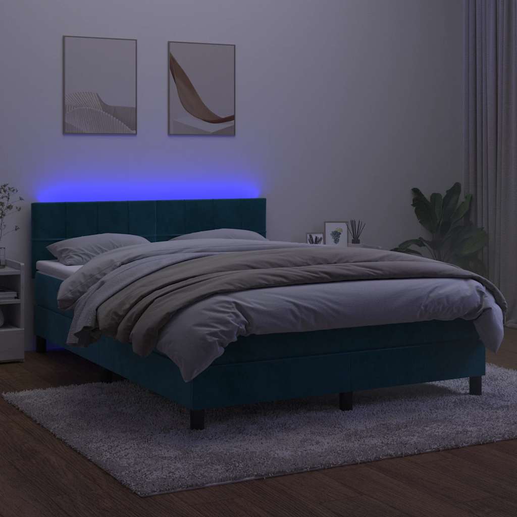 Sommier à lattes de lit avec matelas LED Bleu foncé 140x200 cm - XIOS